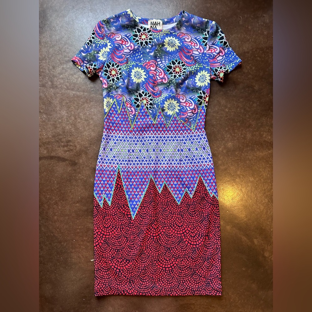 Mah Na Mah Na by Jen Kao vibrant psychedelic dress- size 8 - Picture 2 of 14